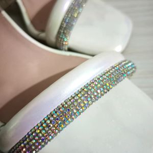 White Stone Heels For Women