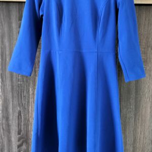 The Limited 3/4 Sleeve Solid Royal Blue Dress