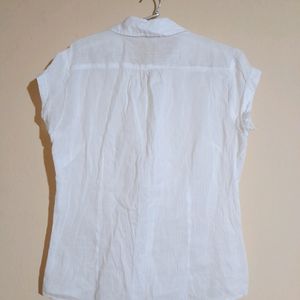 White Translucent Collar Top