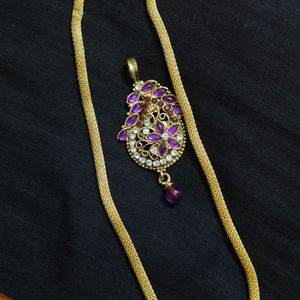 Glod Plated Thick Necklace With Pendant