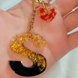 Resin Art Keychains In Black Colour