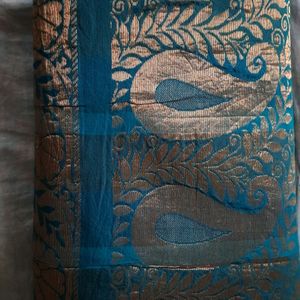 peacock blue saree