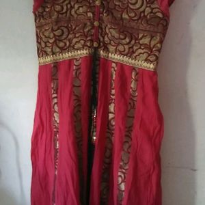 Maroon And Green Combo Anarkali Top