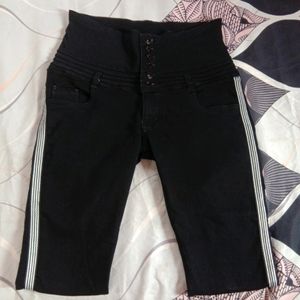 Hight Waisted Matt black Jeans