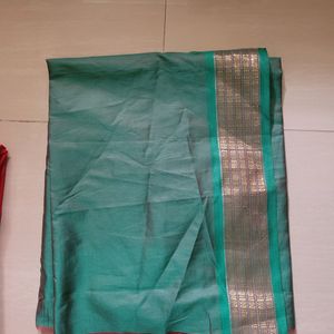 Saree Red With Green Border