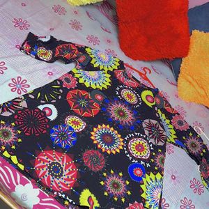 Korean Multi Print Top Free Size