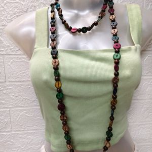 Three-Lined Wooden Beads Jewelry Necklace