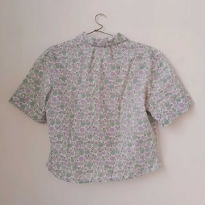 Flower Print Half Sleeves Shirt.(Women)