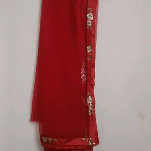 Red Full Work Blouse And Lehanga .