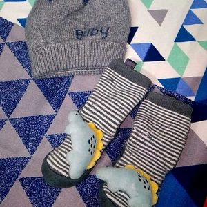 Cap And Boots Combo For Baby 6-12 Months