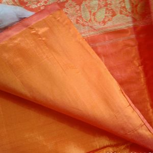 Orange Clr Banarasi Sari For Bride