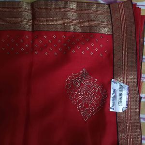 New Red Chiffon Saree