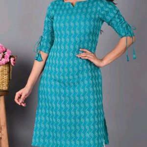 Full Sleeves Blue Colour Kurti ,Size - M