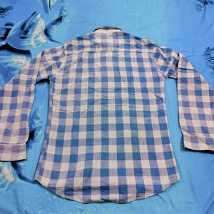 Men's Black And Blue Checked Collar Shirt COMBO