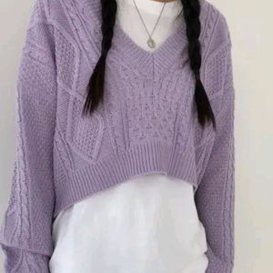 Lavender Korean Cropped Sweater