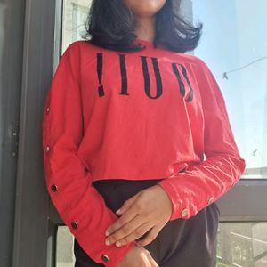 NUON(Westside) Red Cropped Sweatshirt