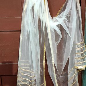 Flaher White Gotta  Patti Net Dupatta