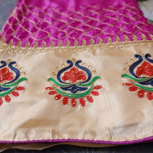 Saree Very Beautiful Pink And Cream