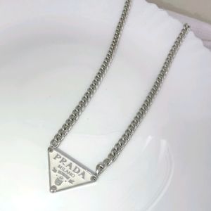 PRADA mens White Pendant Chain Necklace