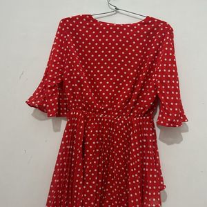 Red And White Polka Dots Tunic Top