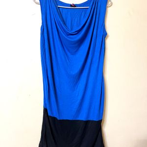 Cowl Neck Blue Dress