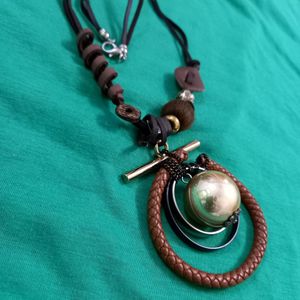 Leather Cord Necklace Chain Multilayer Pendant