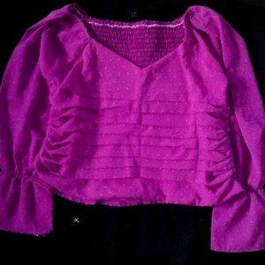 Dark Pink Off Shoulder Korean Crop Top