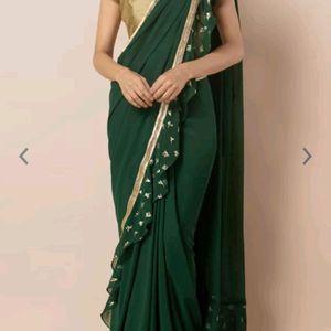 Readymade Green Saree Without Blouse