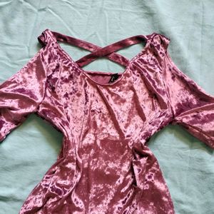 PINK PARTY WEAR VELVET TOP WITH CRISCROSS BACK🎀