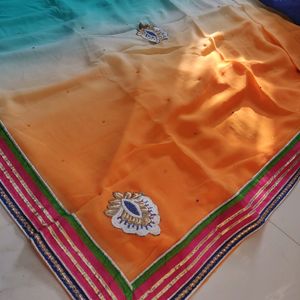 🧡🤍💚Beautiful Multi Colour Saree