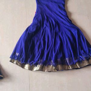 Royal Blue Embellished Gown for Kid Girls