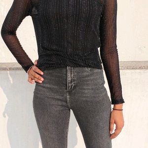 Solid Sheer Mesh Top Without Inner