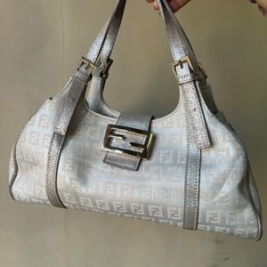 Vintage Fendi Metallic Canvas And Leather Bag