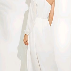 A line solid white dress