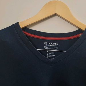 Jockey Men's V Neck Navy Blue Cotton Tshirt