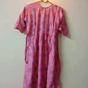 Pink Rayon Print Kurta For Women