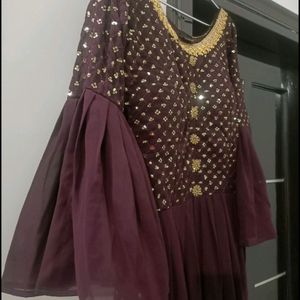 Beautiful Long Dress With Sharara Nd Dupatta