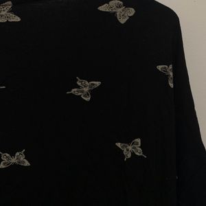 black butterfly printed tshirt