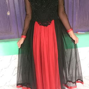 Gown Black and Red Georgette