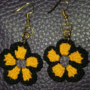 Yellow, Red,Pink With Black Border Earrings