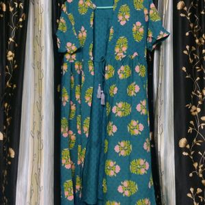 Zudio Sea Green Color Printed Kurta With Inner