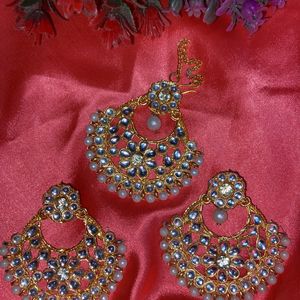 Beautiful Kundan mang tika and earrings