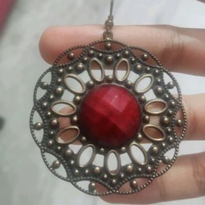 Red Stone Studded Earring