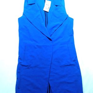 MADAME Blue Sleeveless Overcoat