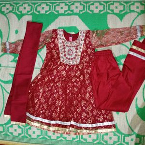 Red Netted Churidar For Sale..