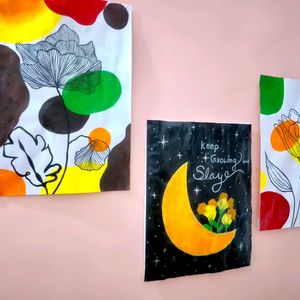 Boho Style & Acrylic Moon Painting | Botanical Art