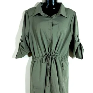 Dark Olive Green Playsuit For Women's