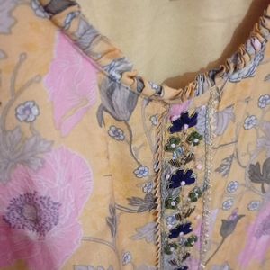 Yellow Floral Print Kurti