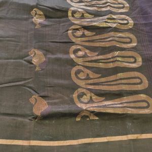 Brown Cotton Silk Saree