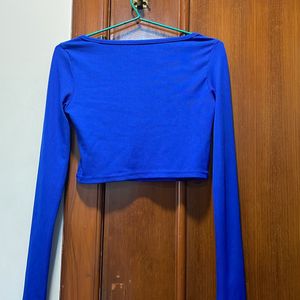 blue urbanic ribbed full sleeved top